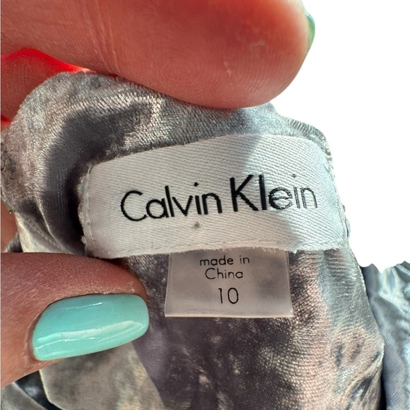 Calvin Klein Silver Crushed Velvet Slip Maxi Dress Y2K 90 Minimalist Party 10 H4 - Picture 5 of 10